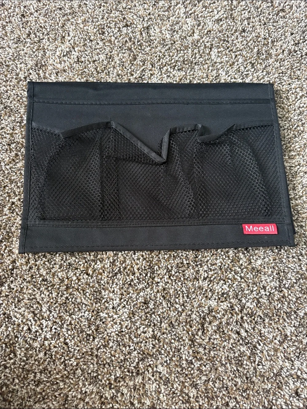 Black Mesh Organizer Pouch for Side of Bed